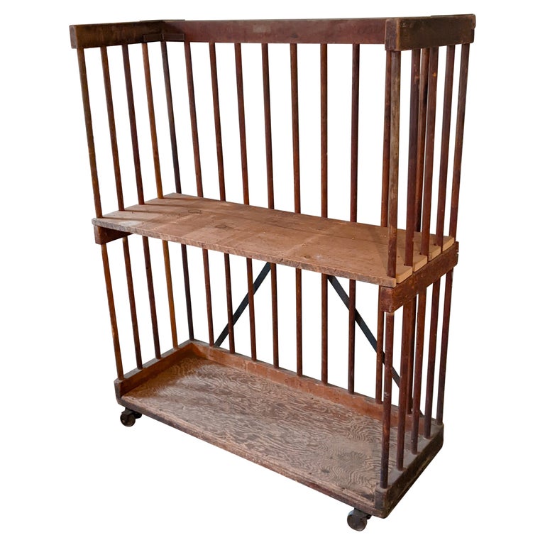 Vintage Shelving Unit On Wheels For Sale at 1stDibs