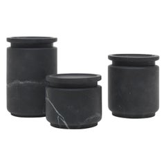 Set of 3 Pyxis Pots, Black by Ivan Colominas