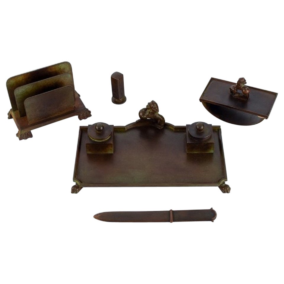 GAB Sweden, a writing set in bronze. Art Deco, approx. 1930 For Sale
