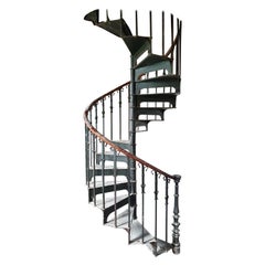 Art Nouveau Spiral Staircase in Cast Iron and Wrought Iron