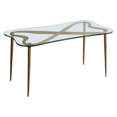 Clover Brass + Glass Coffee Table, Italy 20th Century