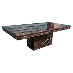 Vintage Postmodern Italian Black Solid Marble Coffee Table