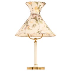 Lampade da tavolo in ottone e metallo bianco e paralumi di Josef Frank, anni '50