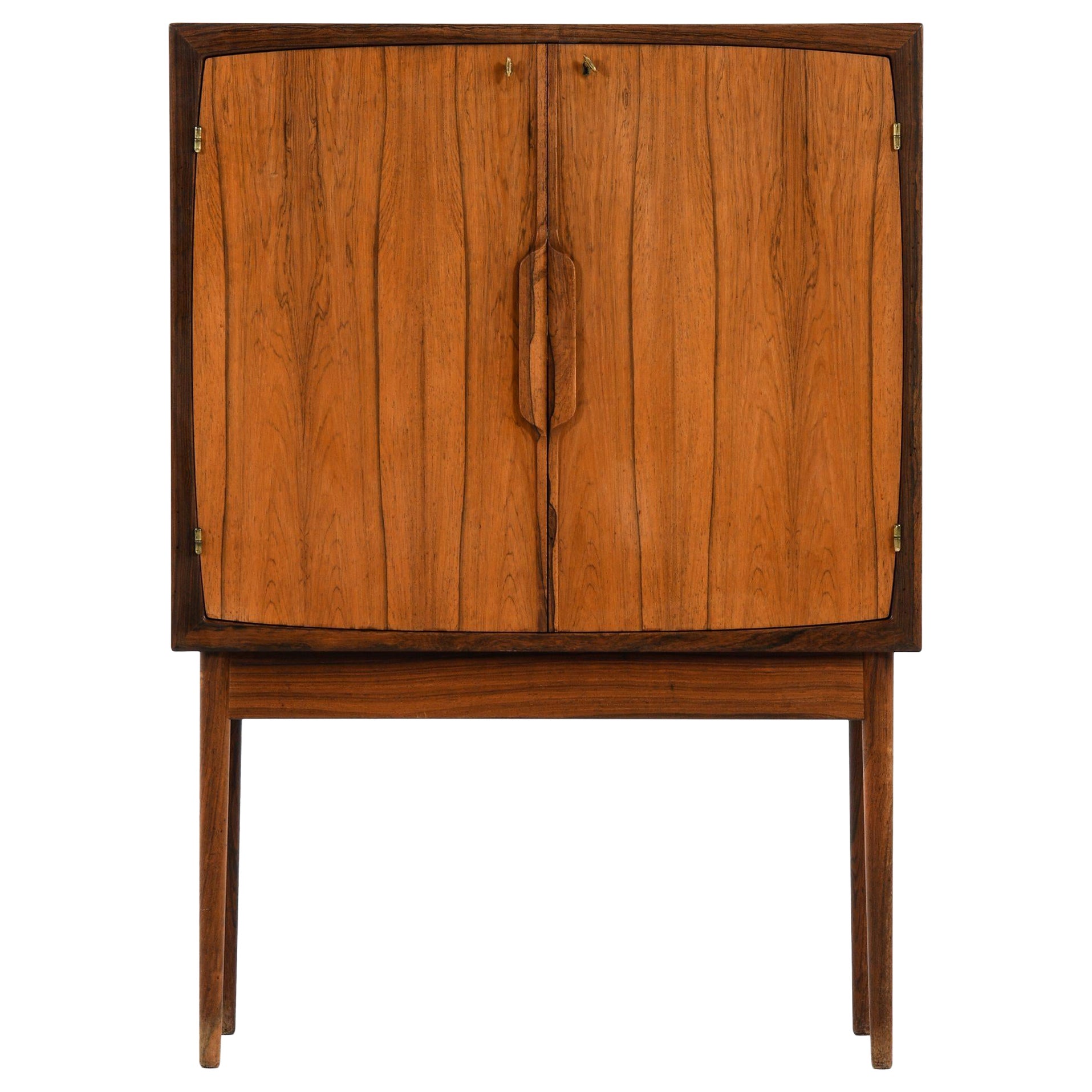 Bar Cabinet in Rosewood, Glass and Steel by Torbjørn Afdal, 1960's
