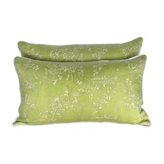 Retro Custom Venezianina Patterned Sulphur Green Fortuny Pillows