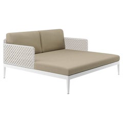 Hand-Woven Outdoor Daybed in White Powder Coated Aluminum Frame