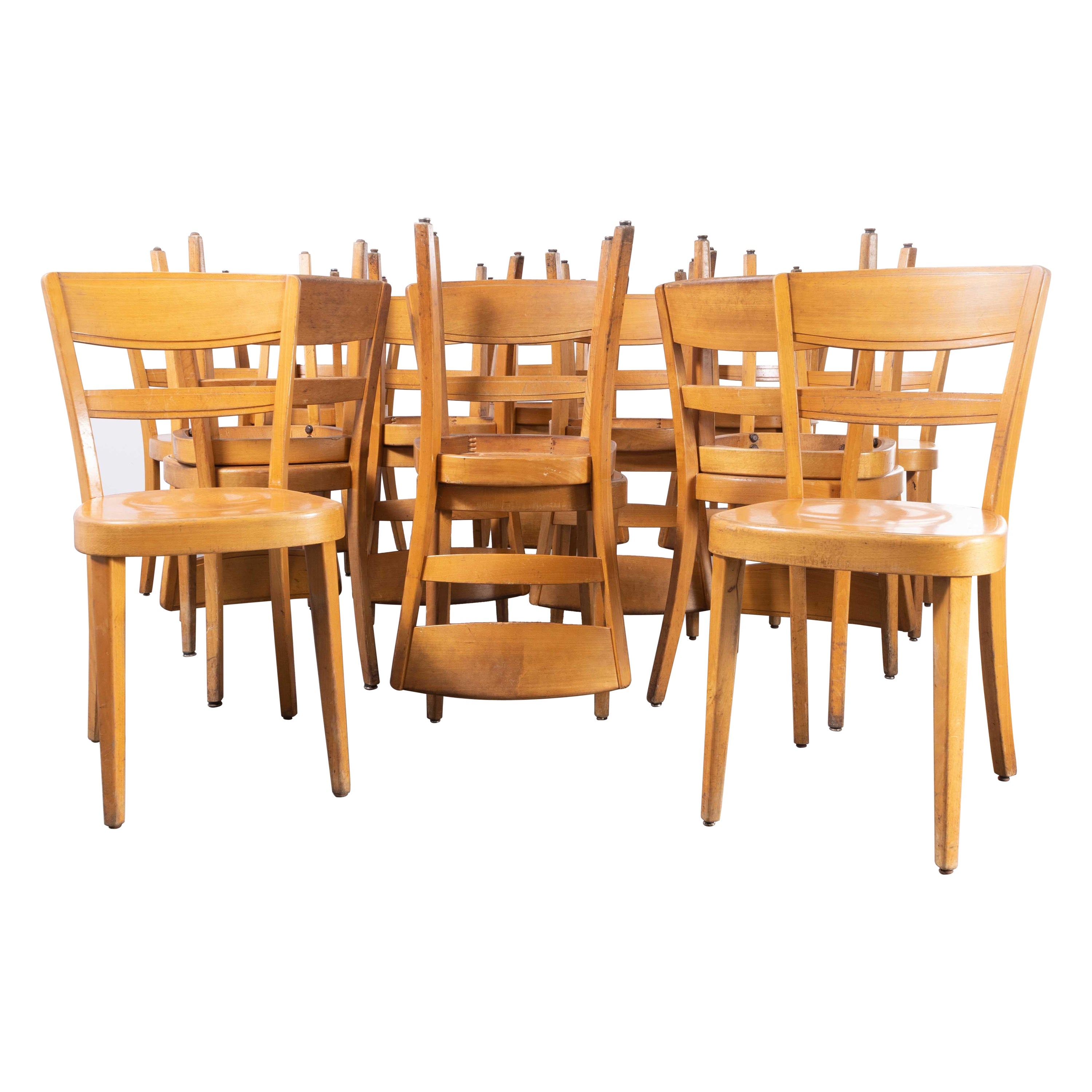 1960's Horgen Glarus Beech Ladder Back Dining Chairs - Various Quantities Availa For Sale