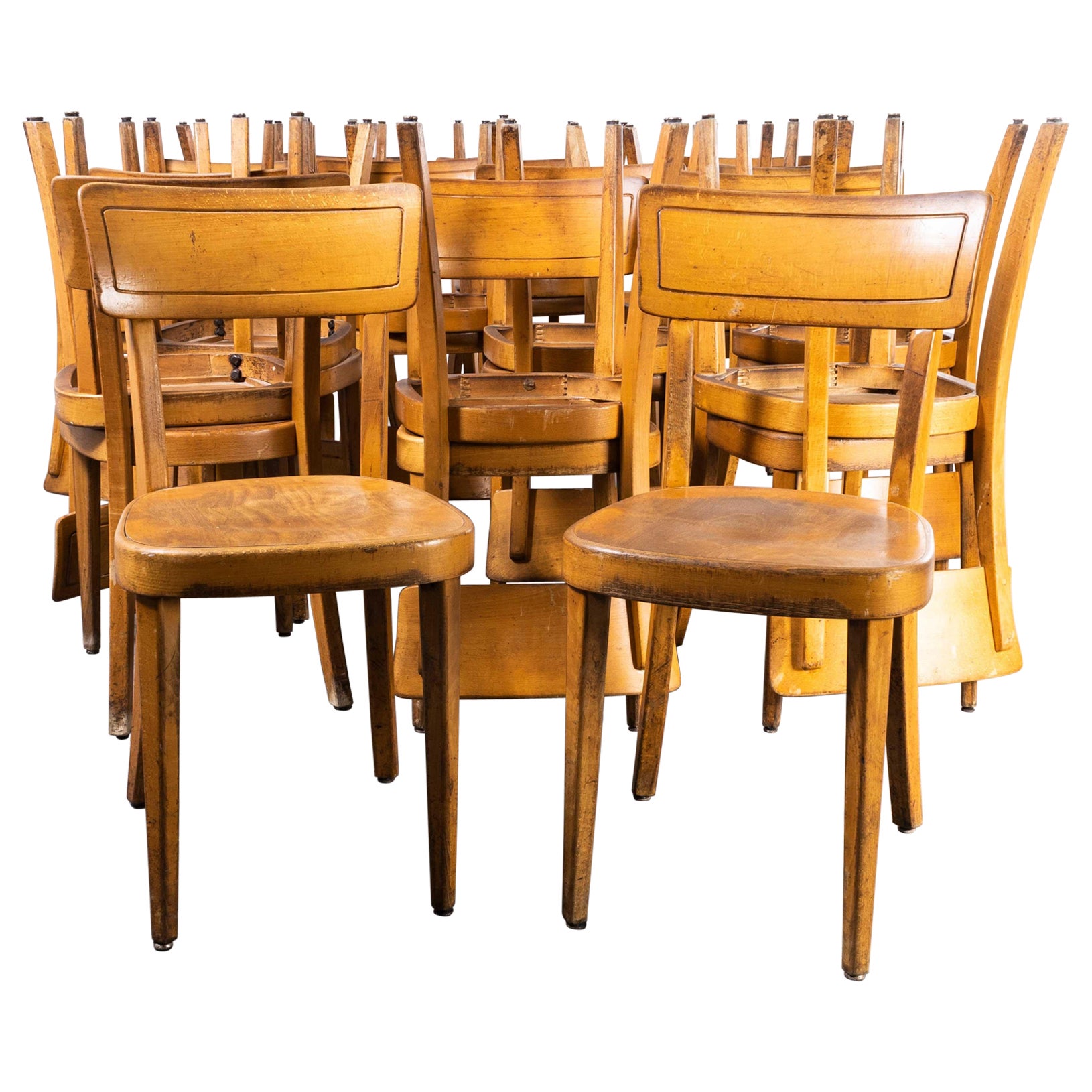1960's Horgen Glarus Beech Saddle Back Dining Chairs, Various Quantities Availa