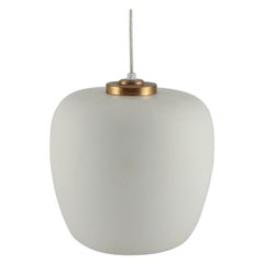 Fog & Mørup Pendant in Frosted Opal Glass with Brass Mounting, Mid-20th C
