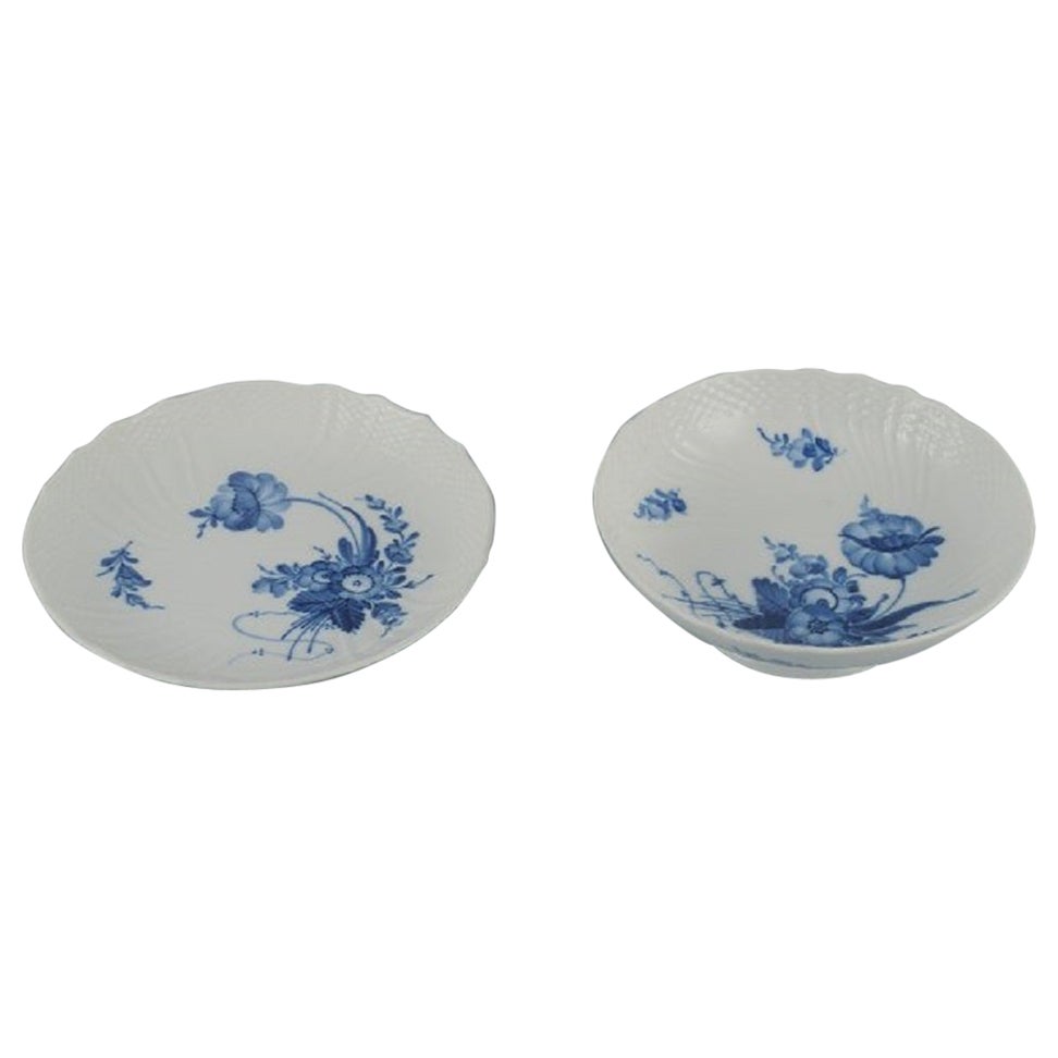 Two Royal Copenhagen Blue Flower curved, a bowl and a dish.  For Sale