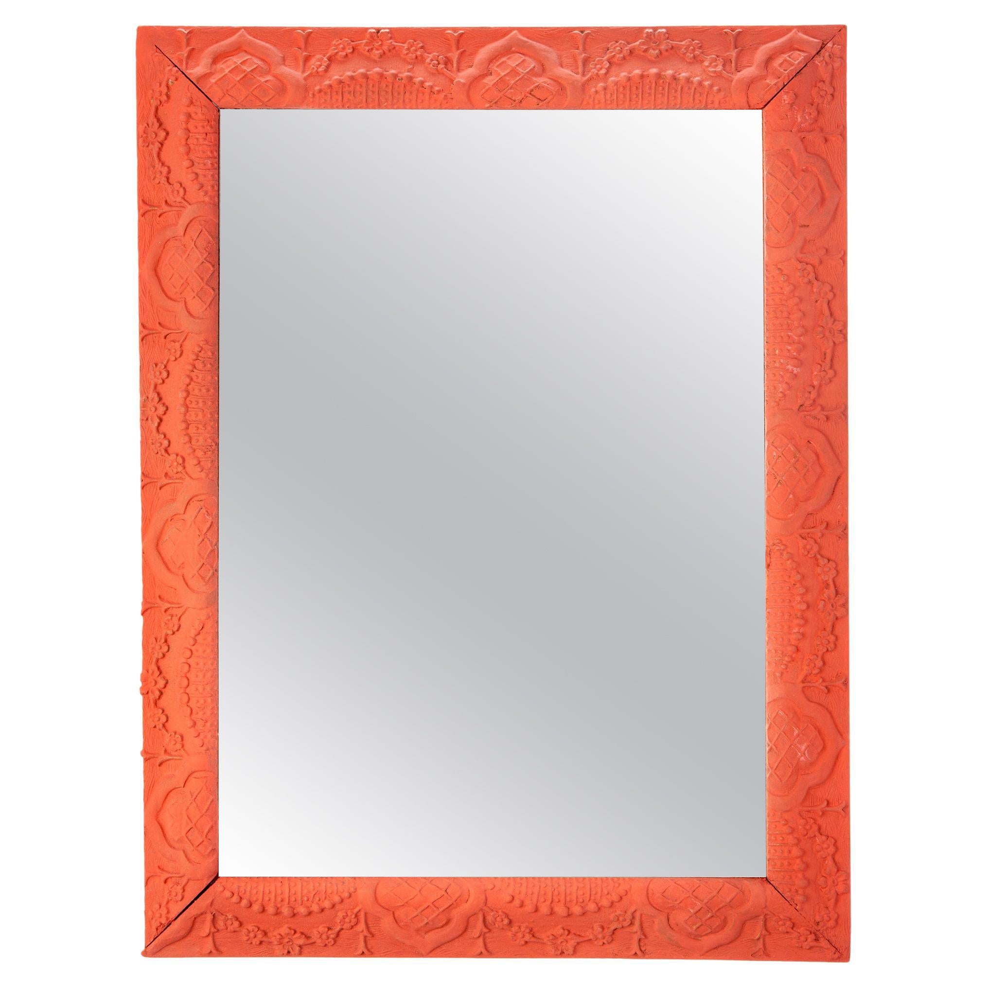 Hand Painted Aesthetic Movement Coral Painted Mirror
