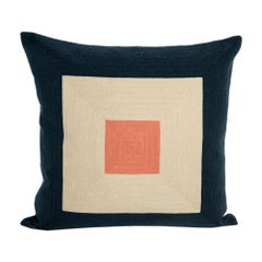 21st Century Modern Kilombo Home Embroidery Pillow Cotton Smart Navy Blue&Salmon