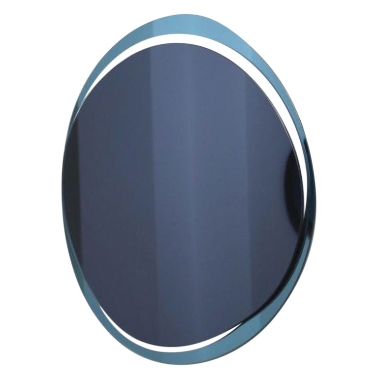 Dark Blue Eclipse Small Hand-Sculpted Mirror by Laurene Guarneri For Sale