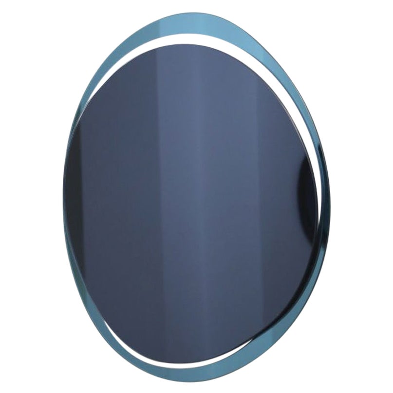 Dunkelblauer Eclipse X-großer handgefertigter Spiegel, Laurene Guarneri