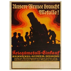Original Antikes Original-Poster aus dem Ersten Weltkrieg, „ Our Army Needs Metals“, WWI-Recycling-Design
