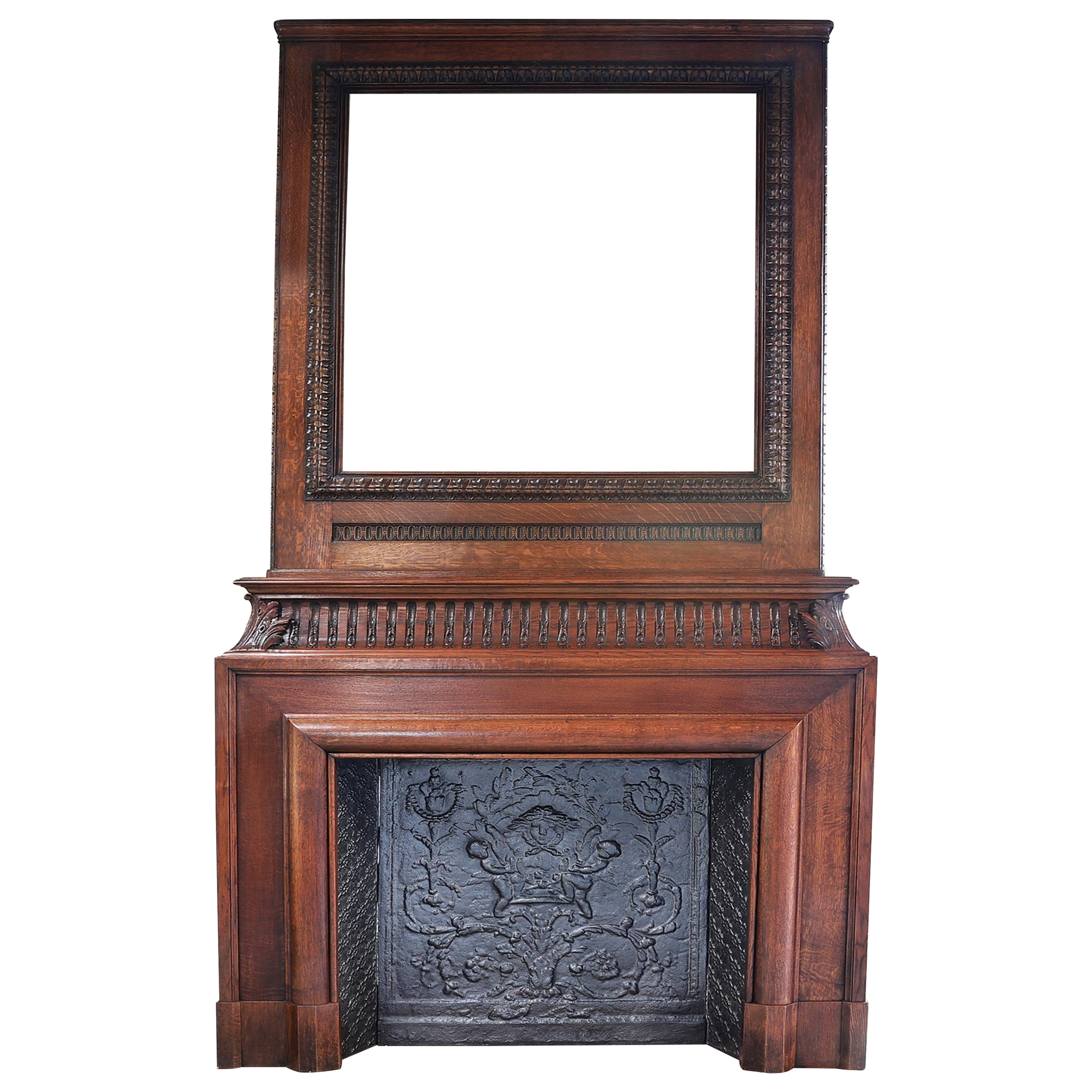Antique Wood Fireplace Mantel  19th Century