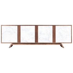 Butler Sideboard aus Nussbaumholz  Carrara-Marmor – 200 cm