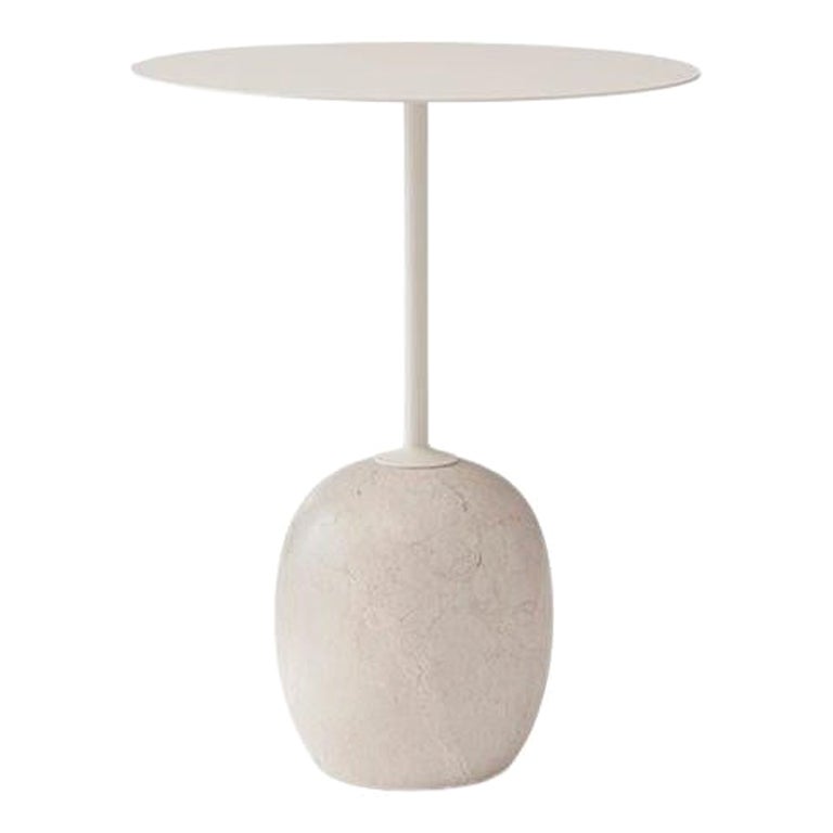 Lato LN8, Round White Steel & Marble, Side Table by Luca Nichetto for &Tradition For Sale