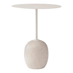 Lato LN8, Round White Steel & Marble, Side Table by Luca Nichetto for &Tradition