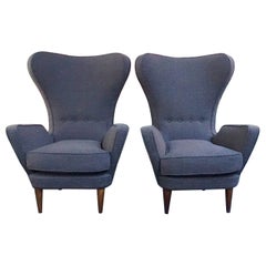 Pair of Vintage Mid-Century Italian Library/Club Chairs in Faded Brown Boucle