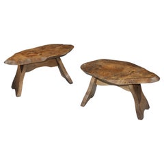 Tables 4cm 1 1/2'' d'une seule pièce à tréteaux bas 61cm 24"" de long 30cm 12"" de haut