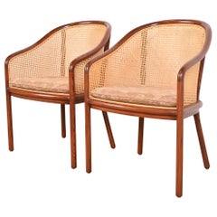 Ward Bennett for Brickel Associates Landmark Ash and Cane Armchairs, Pair