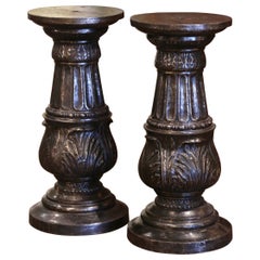 Pair of 19th Century French Polished Iron Pedestals Attributed to J.J. Ducel