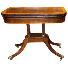 19th C Regency Banded Gaming Table in Rosewood with Baize Interior