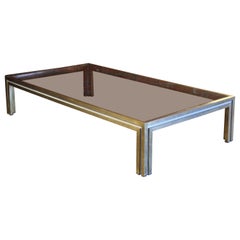 Brass and Smoked Glass Coffee Table by Romeo Rega, Italy, 1970s