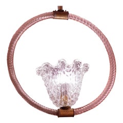 Retro Pink and Transparent Jewel by Barovier e Toso, Murano Glass, 1950s