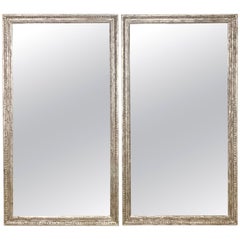 Pair of Silvered Hand Carved Mirrors by MLA