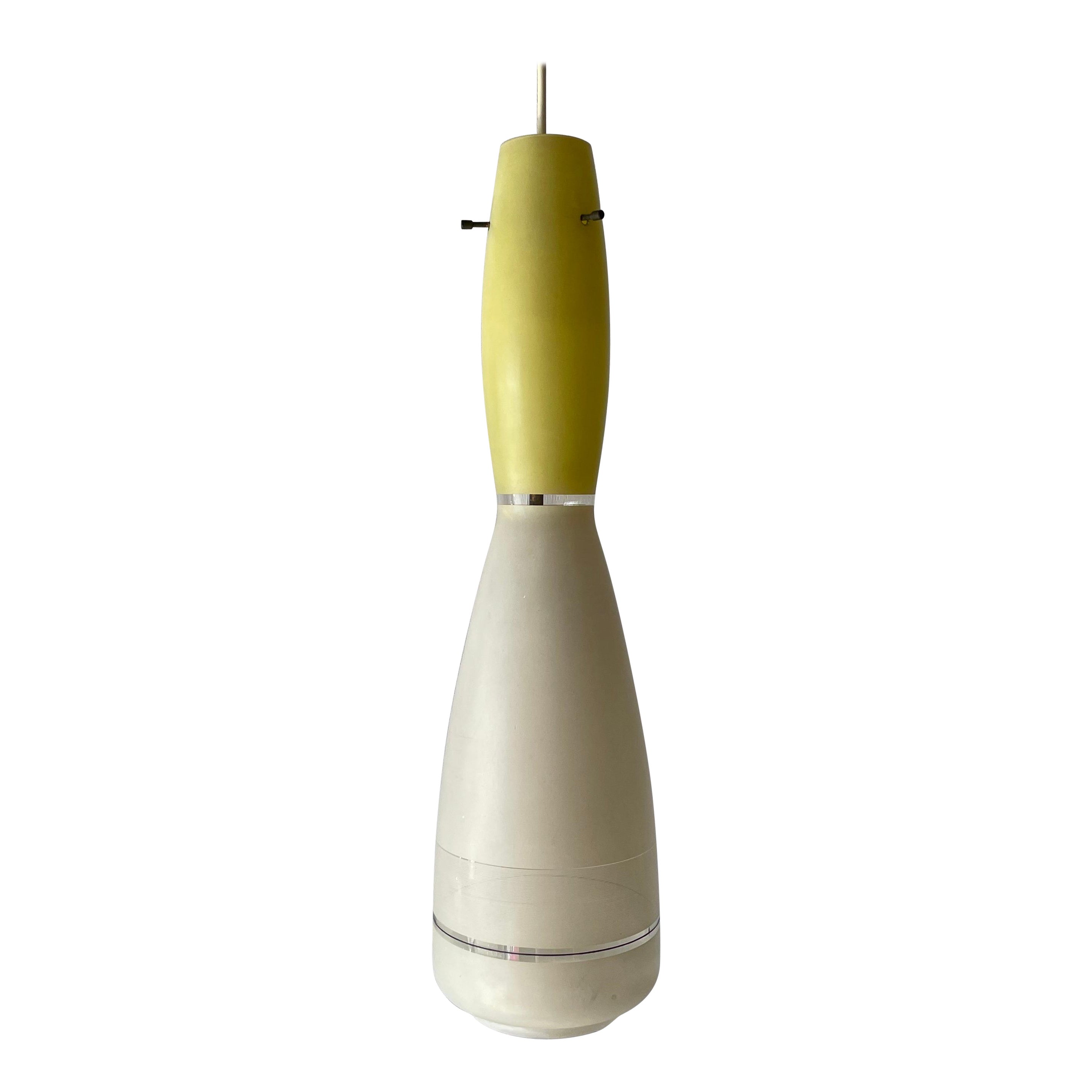 Yellow & White Glass Large Pendant Lamp, in Style of Vistosi, 1960s, Italy For Sale