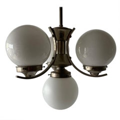 Used Art Deco Metallic Silver 4 Balls Ceiling Lamp, 1940s, Germany