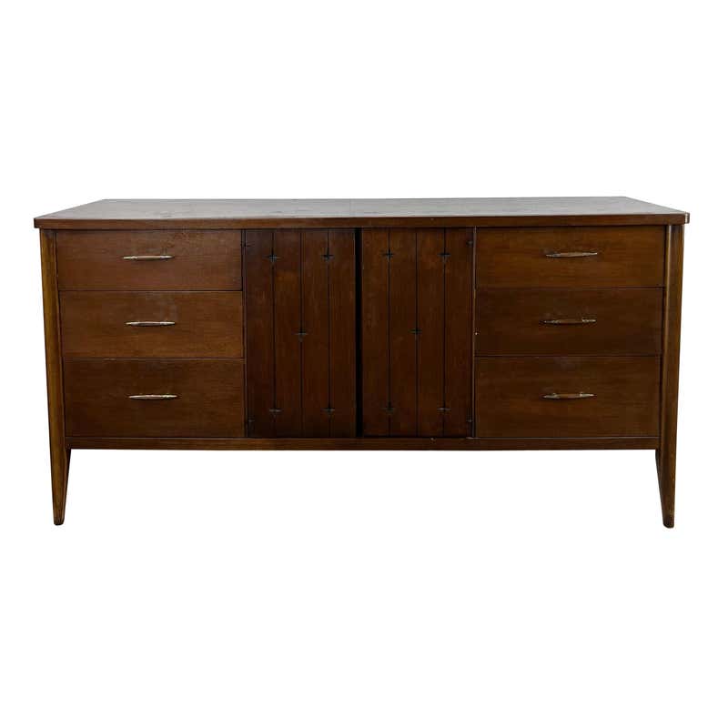 MidCentury Spanish Revival Lowboy 9 Drawer Dresser For Sale at 1stDibs