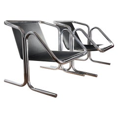 Tubular chrome and canvas chairs by Jerry Johnson, 1970s