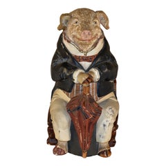 19th Century Gentleman Pig Tobacco Jar