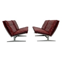 Pair of Red Leather Settees by Fabricius and Kastholm