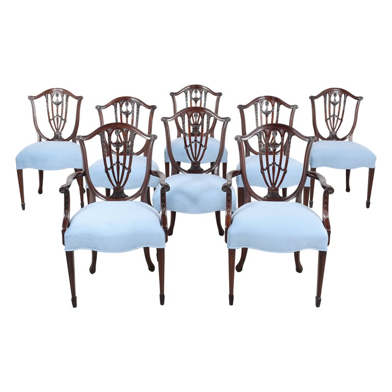 Set of Eight Mahogany Dining Room Chairs at 1stDibs