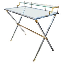 Retro Brass and Steel Desk by Maison Jansen, France 1960s