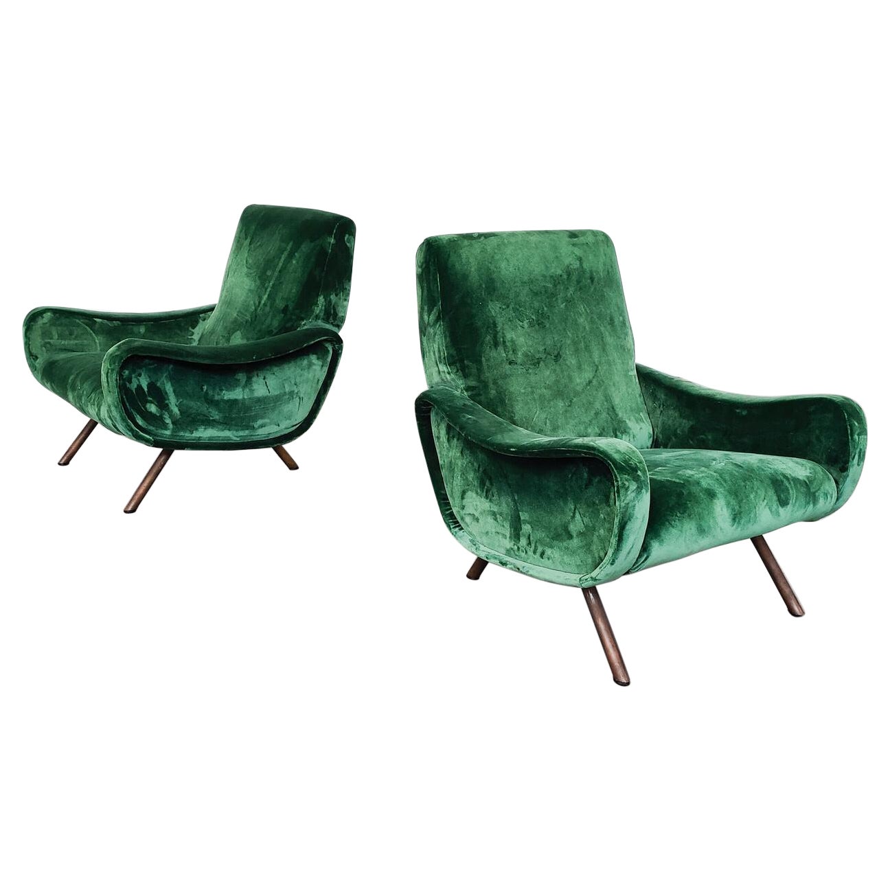 Mid-Century Modern Pair of Zanuso Armchairs for Arflex, Model Lady, 1950s For Sale