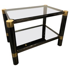 Karl Springer Two-Tiered Gun Metal and Brass Table