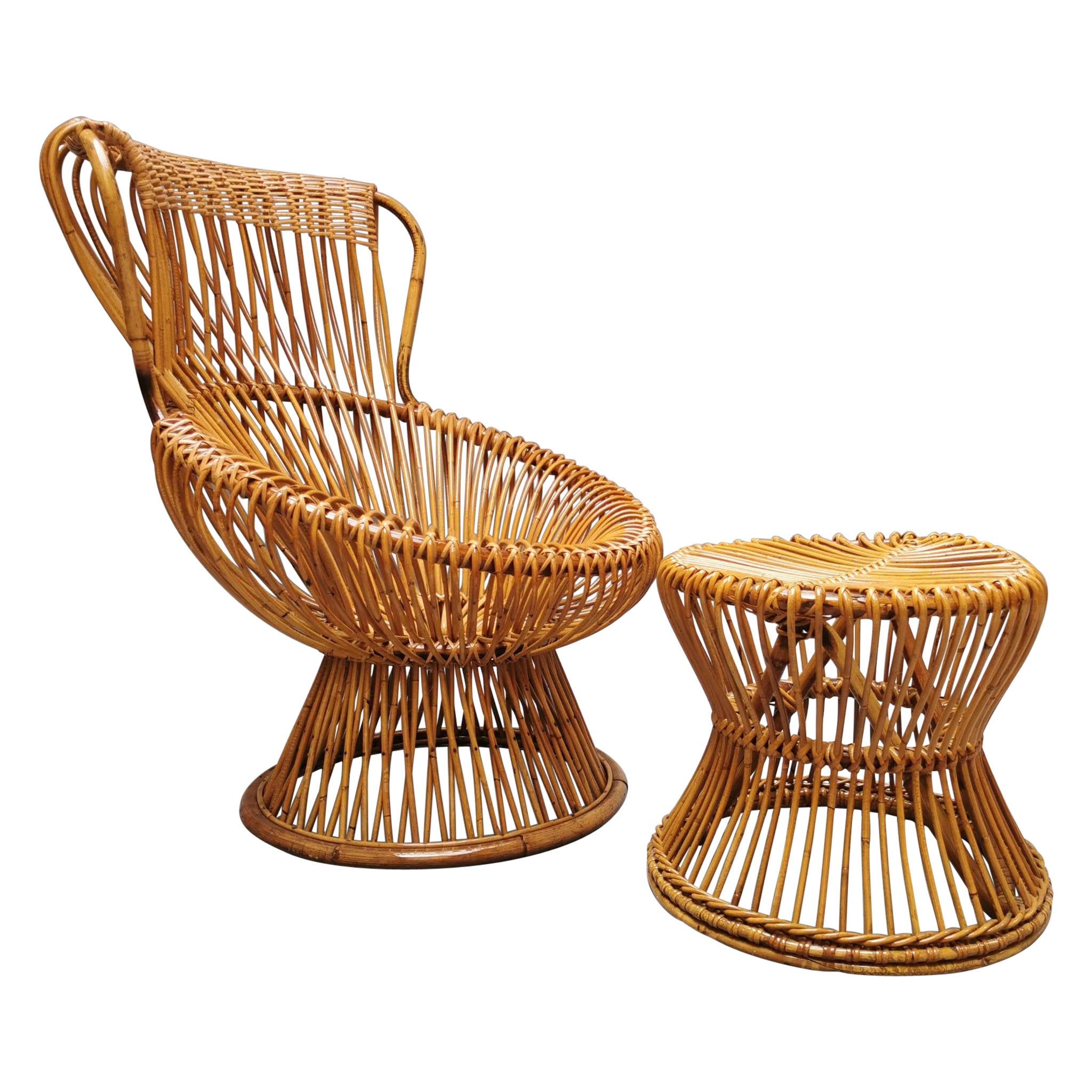 Margherita Chair with pouf, Franco Albini, Bonacina