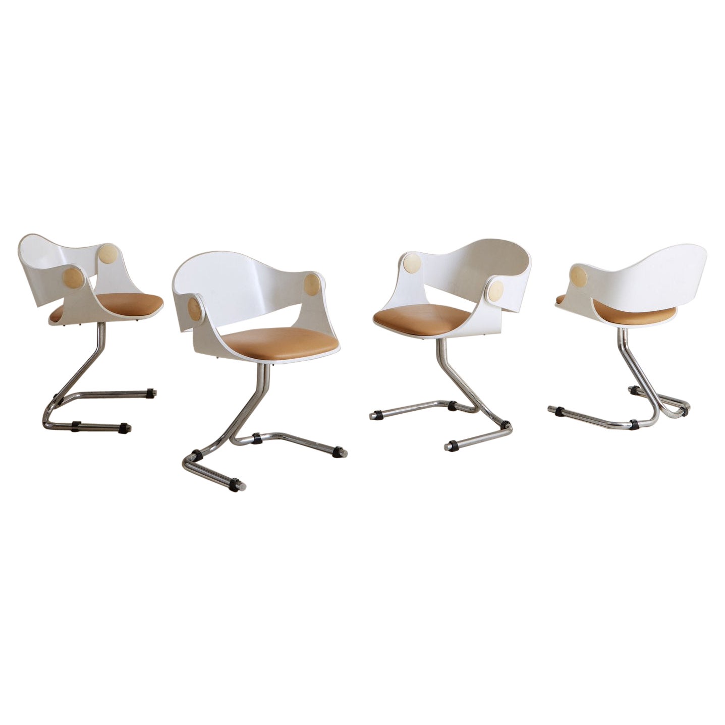 Set of 4 Chrome Dining Chairs Attributed to Eugen Schmidt for Soloform, Germany For Sale