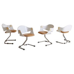 Retro Set of 4 Chrome Dining Chairs Attributed to Eugen Schmidt for Soloform, Germany