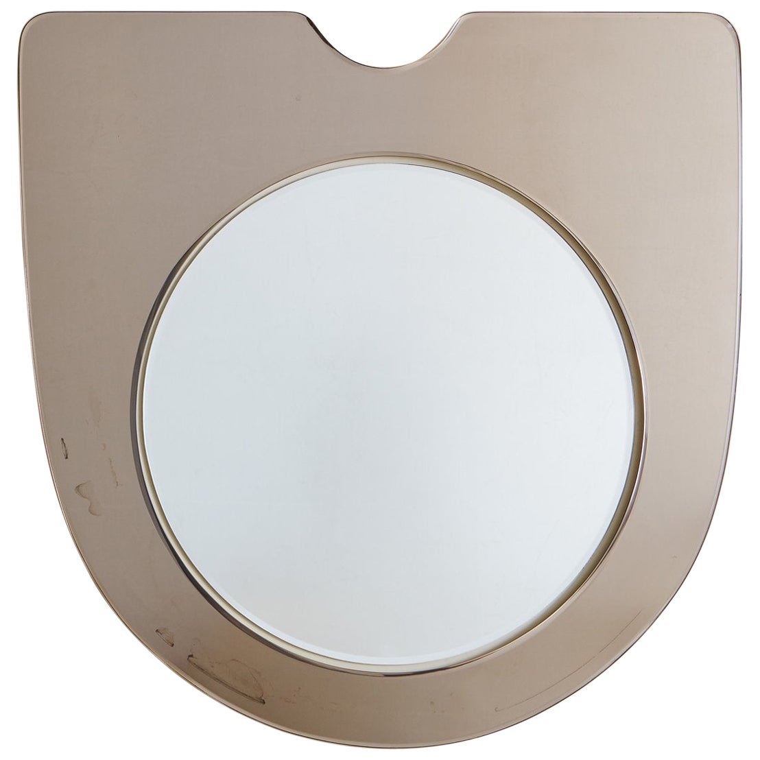 Light Amber Italian Back-Painted Glass Frame Wall Mirror For Sale