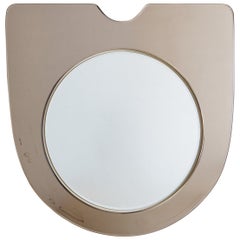 Light Amber Italian Back-Painted Glass Frame Wall Mirror