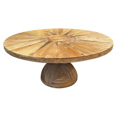 Grande table ronde Ceroli Mario Rosa Dei Venti en bois de pin par Poltronova, 1970