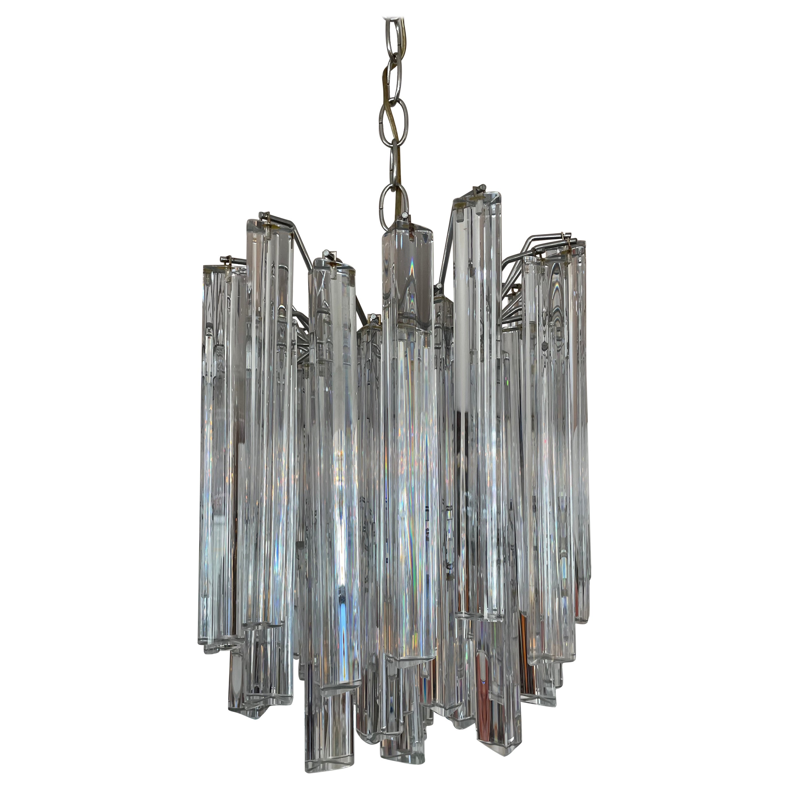 Camer Chandelier with Venini Prisms For Sale