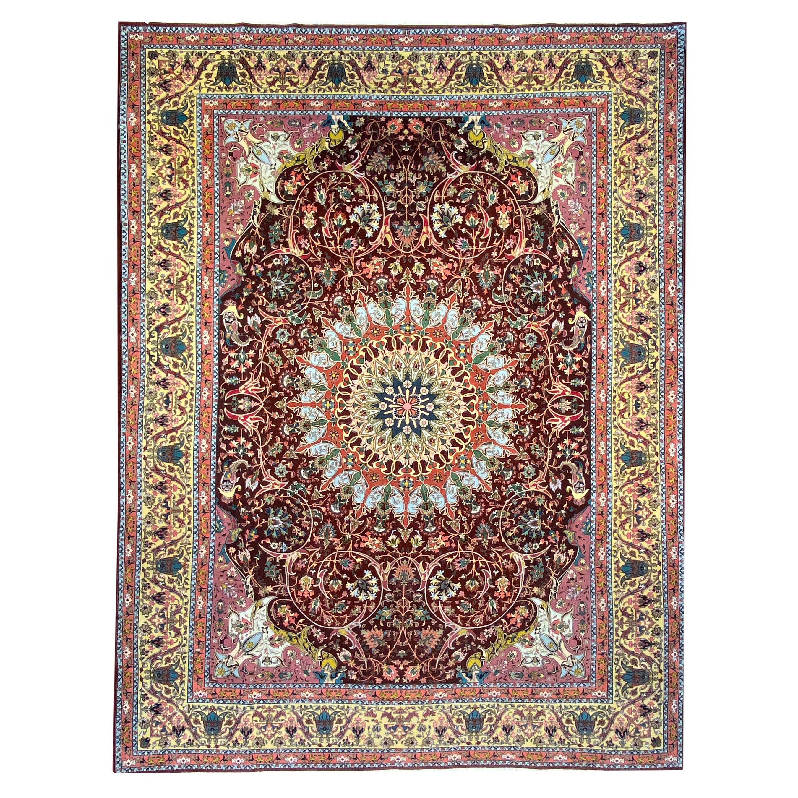 Semi Antique Persian Tabriz 9' 7" x 12' 7" For Sale