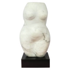Nude Female Torso White Marble Sculpture, 1970s